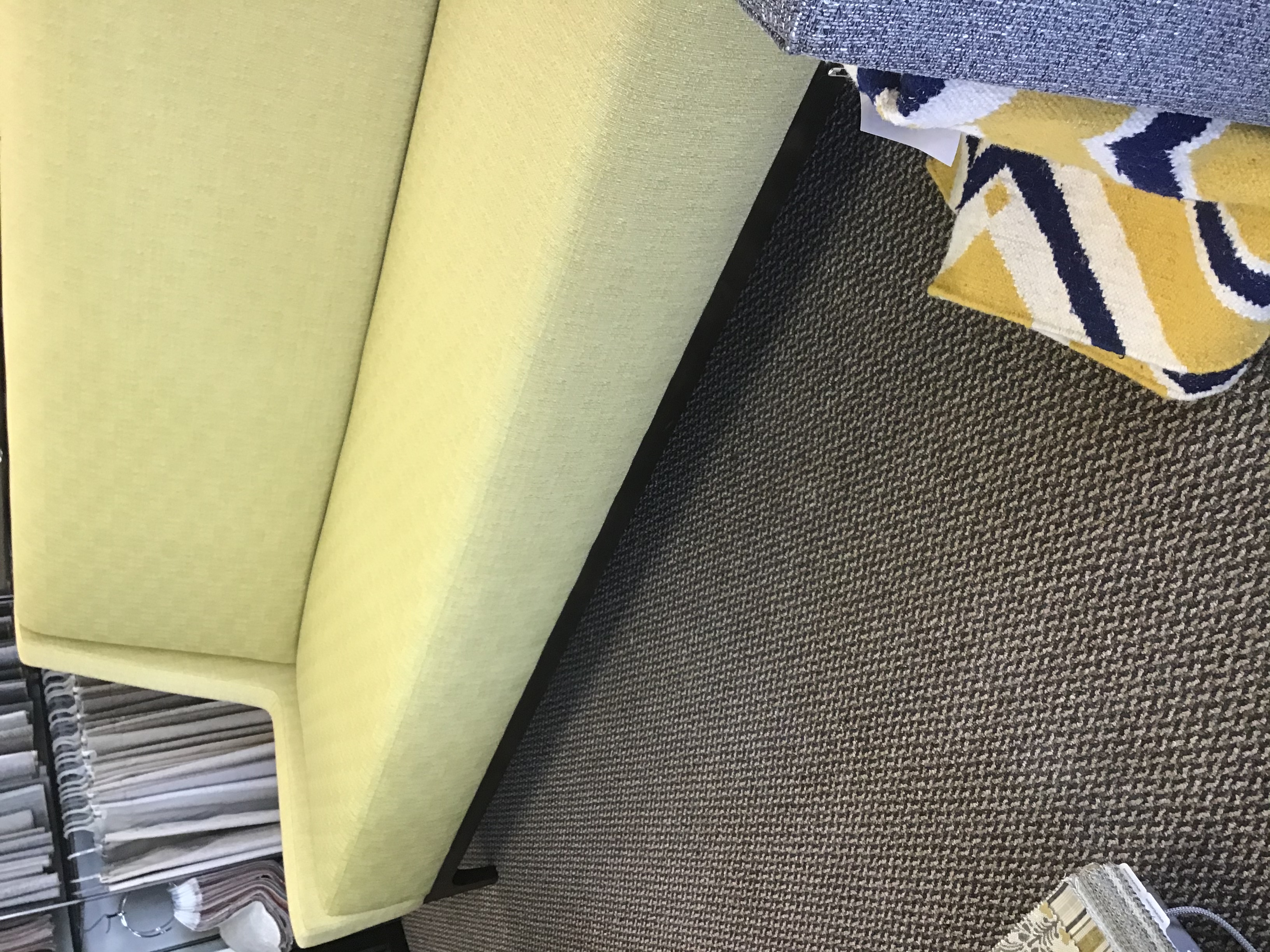 Midcentury modern yellow green sofa